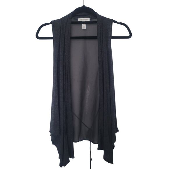 Y2k Ambience Apparel Sheer Knit Asymmetrical Cardigan Vest S Gray Grunge Fairy - Picture 1 of 4